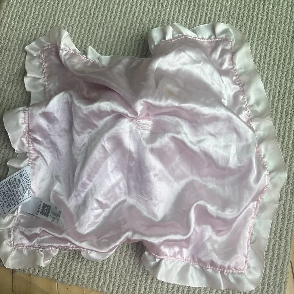 Carter's Leopard Pink Elephant Security Blanket Ruffled Satin Baby 14